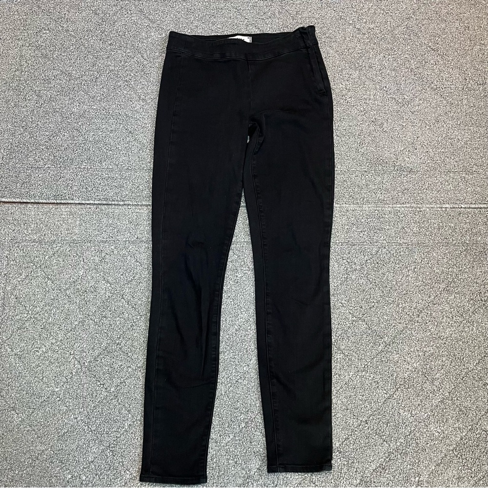 Paige Jeans Womens Size 26 Black Skinny Denim Stretch Jeans Side Zip